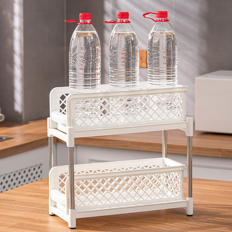 DS BS 2 Tier Bathroom Kitchen Countertop Pull Out Cabinet Organizer