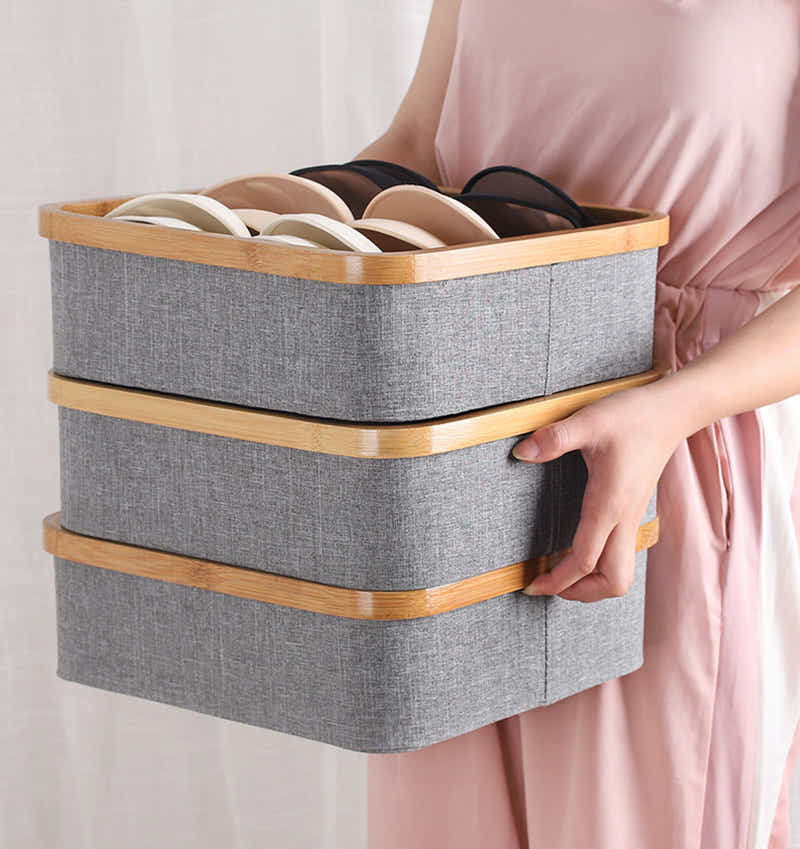 DS BS 4 Cell Non-Lidded Square Underwear Storage Basket
