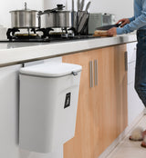 DS BS Kitchen Cabinet Door Hanging Trash Can with Lid-White