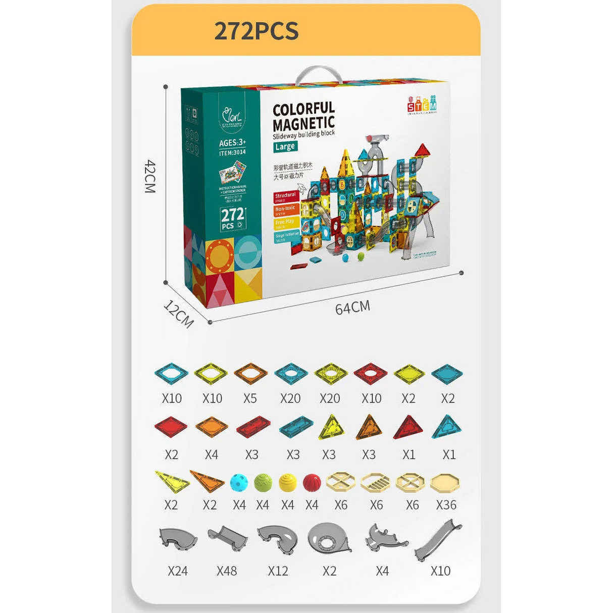 DS BS Magnetic Building Blocks Educational STEM Toys-272PCS