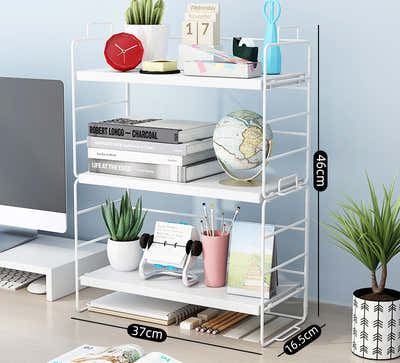 DS BS 3-Tier Steel Wood Countertop Shelf Standing Rack-White