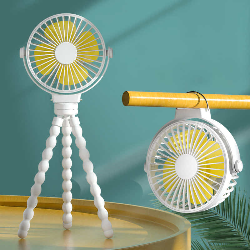DS BS USB Rechargeable Flexible Tripod Baby Stroller Fan-White