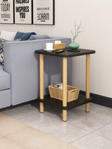 DS BS 2-Tier Tall Square Wooden Side Table Bedside Table-Black