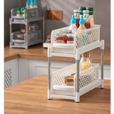 DS BS 2 Tier Bathroom Kitchen Countertop Pull Out Cabinet Organizer