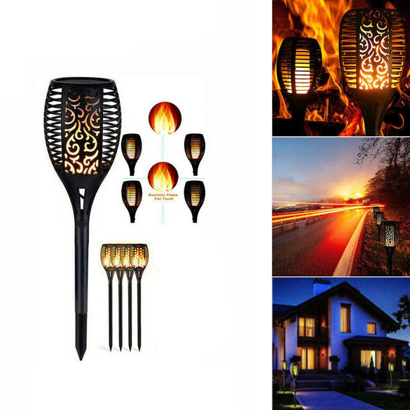 DS BS 4 Pack Of 12LED Solar Power Flickering Flames Torches Lights