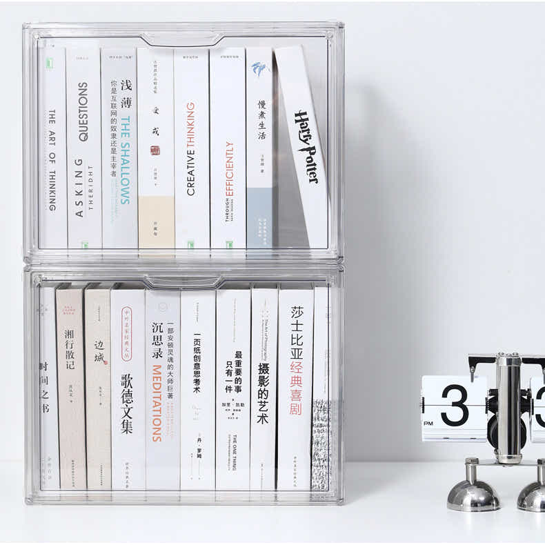 DS BS Clear Stackable Plastic Storage Case with Magnetic Lid