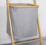 DS BS Bamboo Wall Leaning Ladder Laundry Basket Shelf 180 cm
