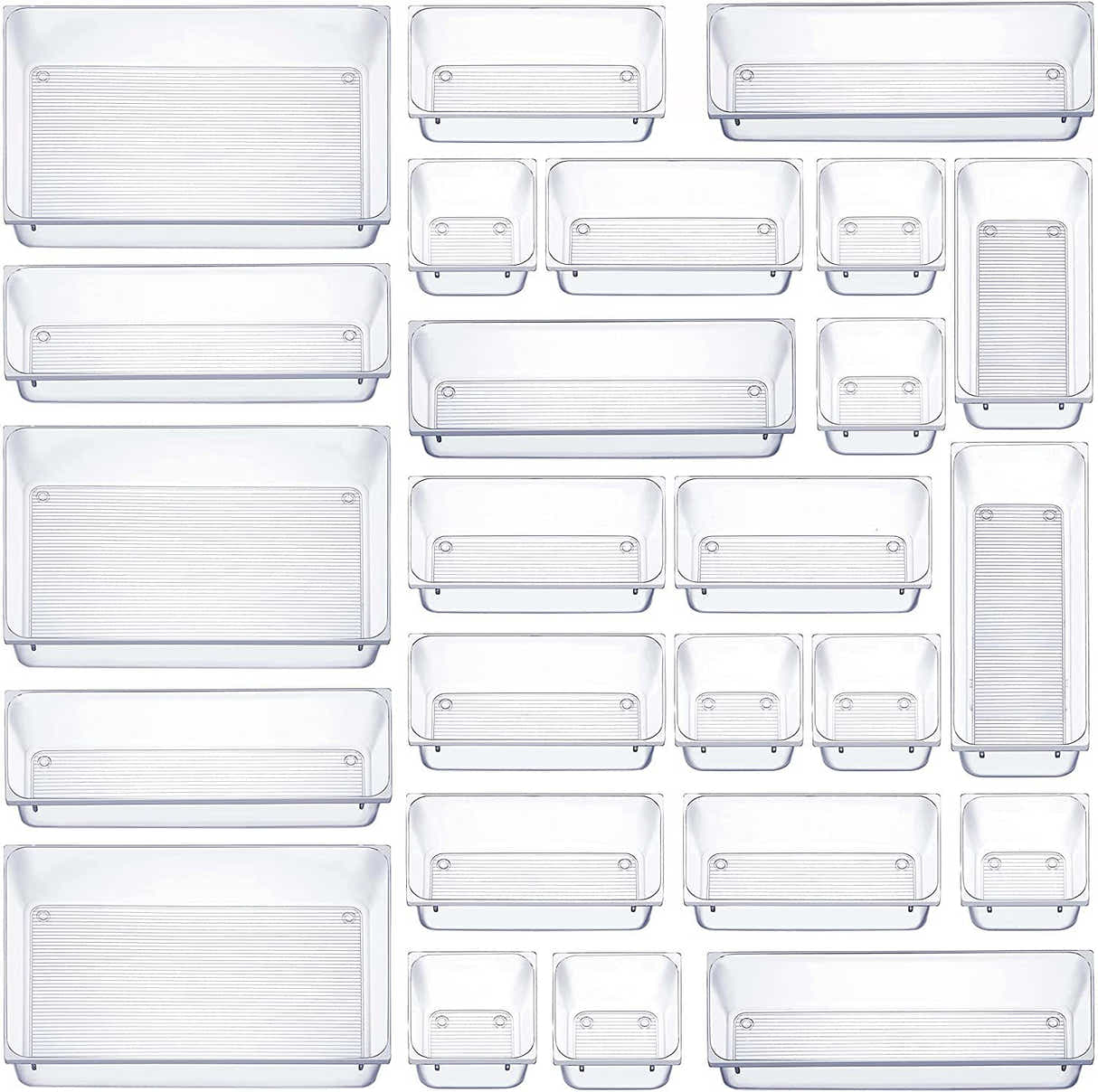 DS BS 25Pcs Mixed Sizes Rectangular Clear Storage Box