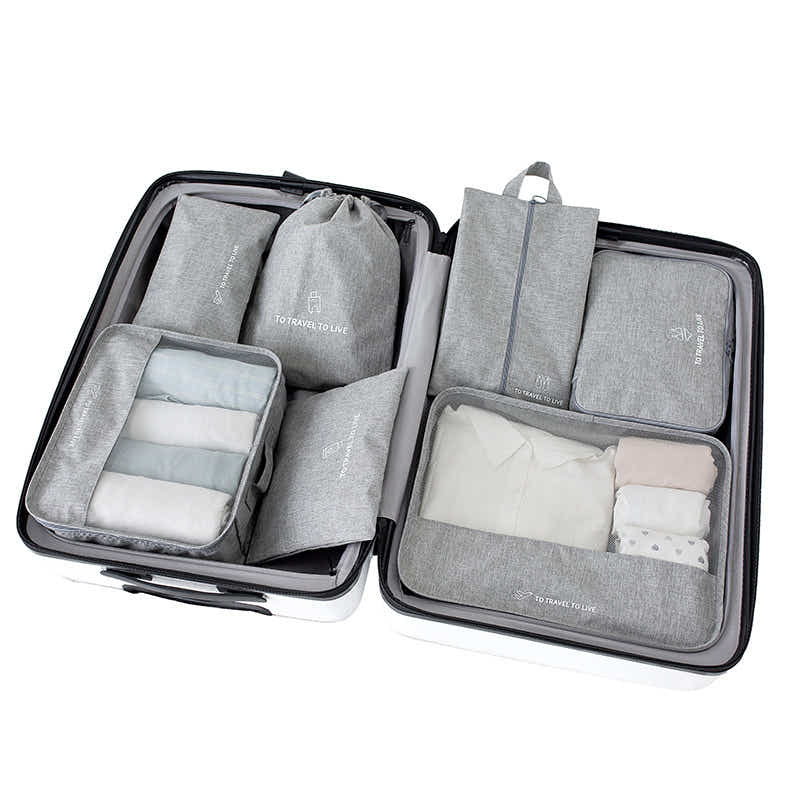 DS BS Travel Storage Luggage Organizer Pouch Set of 7-Gray