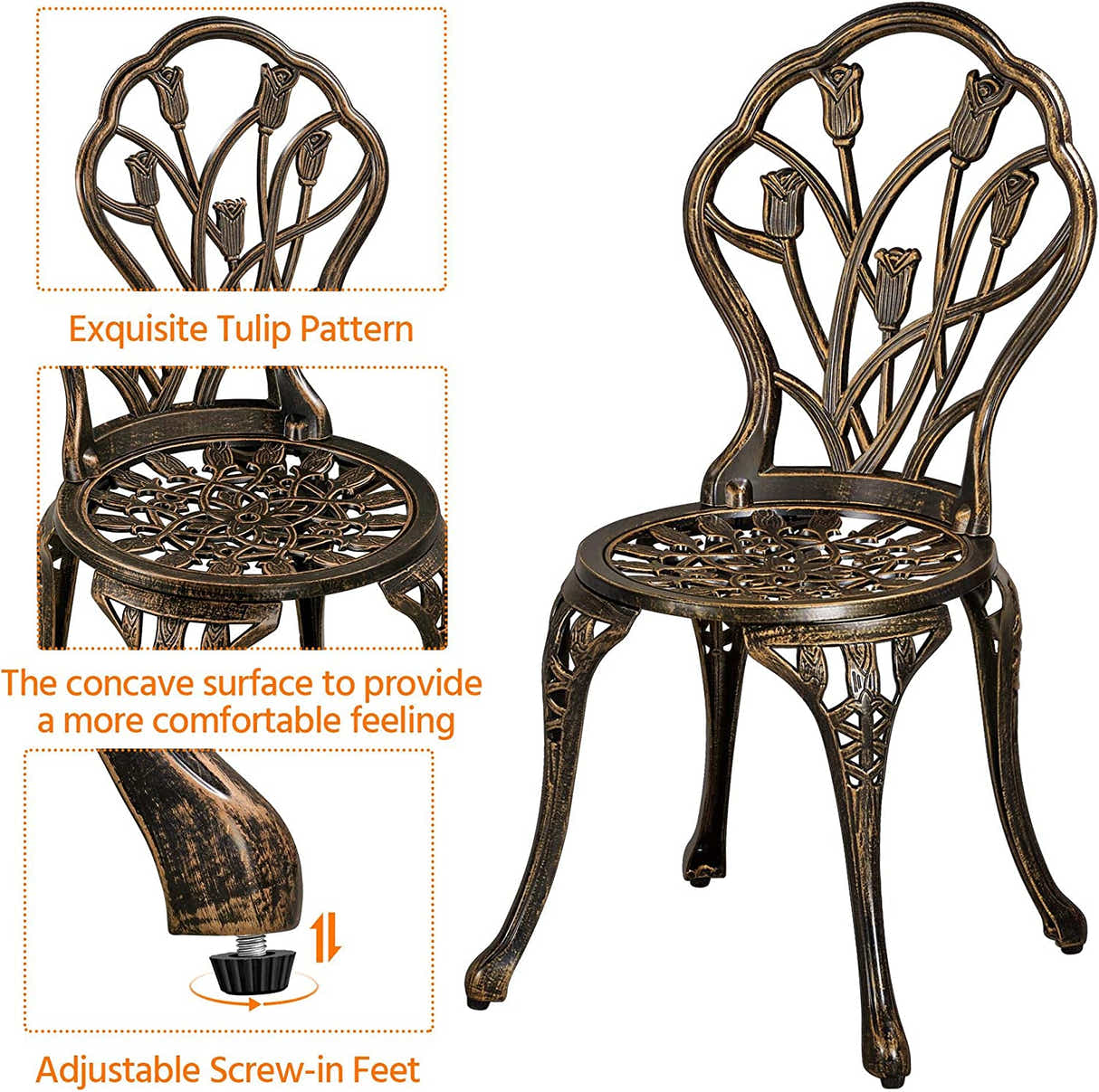 Ornato Cast Aluminum Bistro Set – Antique Bronze