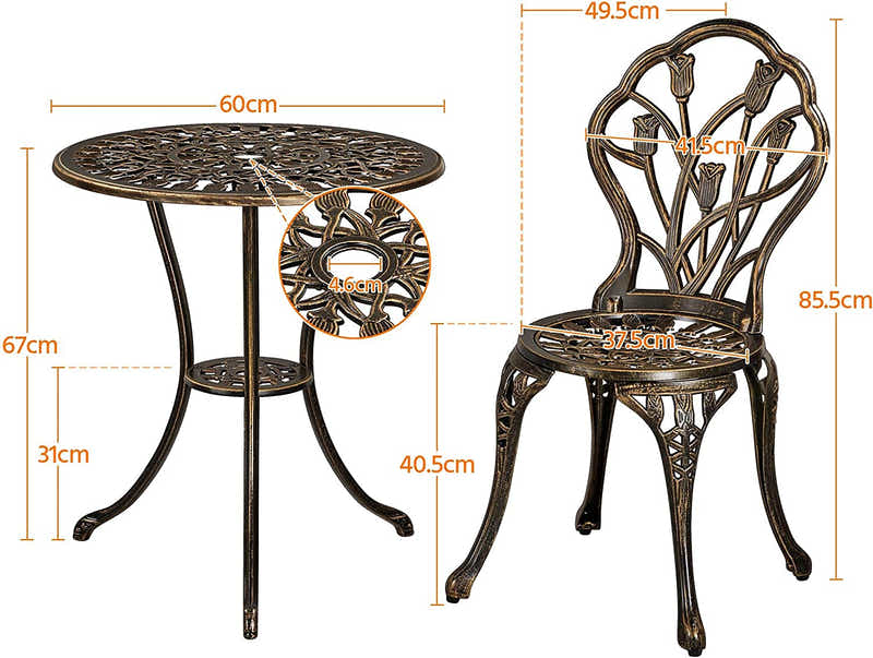 Ornato Bistro Set Cast Alum.