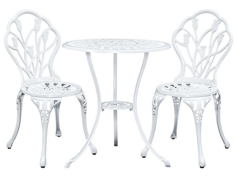 DS Ornato Bistro Set Cast Alum. White