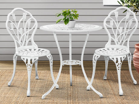 DS Ornato Bistro Set Cast Alum. White