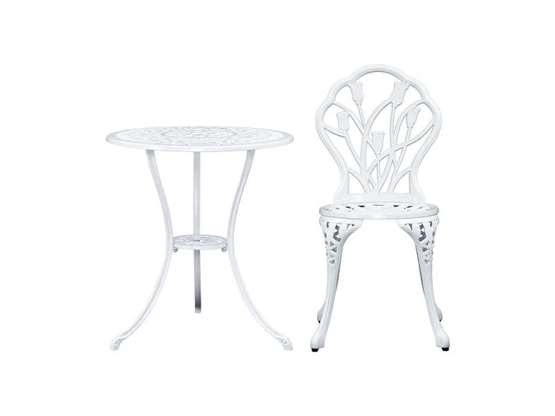 Ornato Bistro Set Cast Alum. White