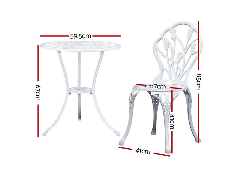 Ornato Bistro Set Cast Alum. White