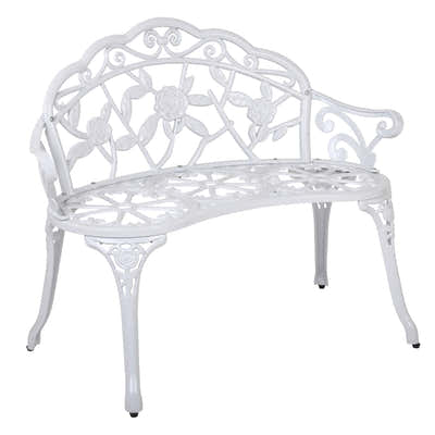Ornato Garden Bench Cast Alum. White