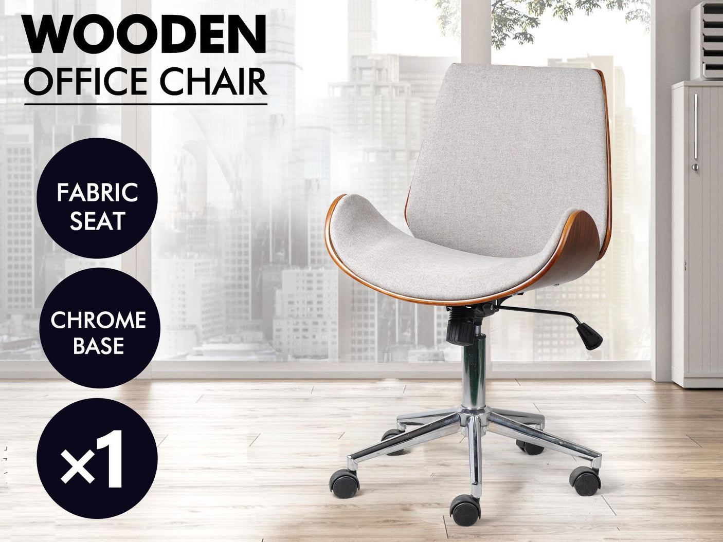 Bentwood Office Chair Fabric Grey