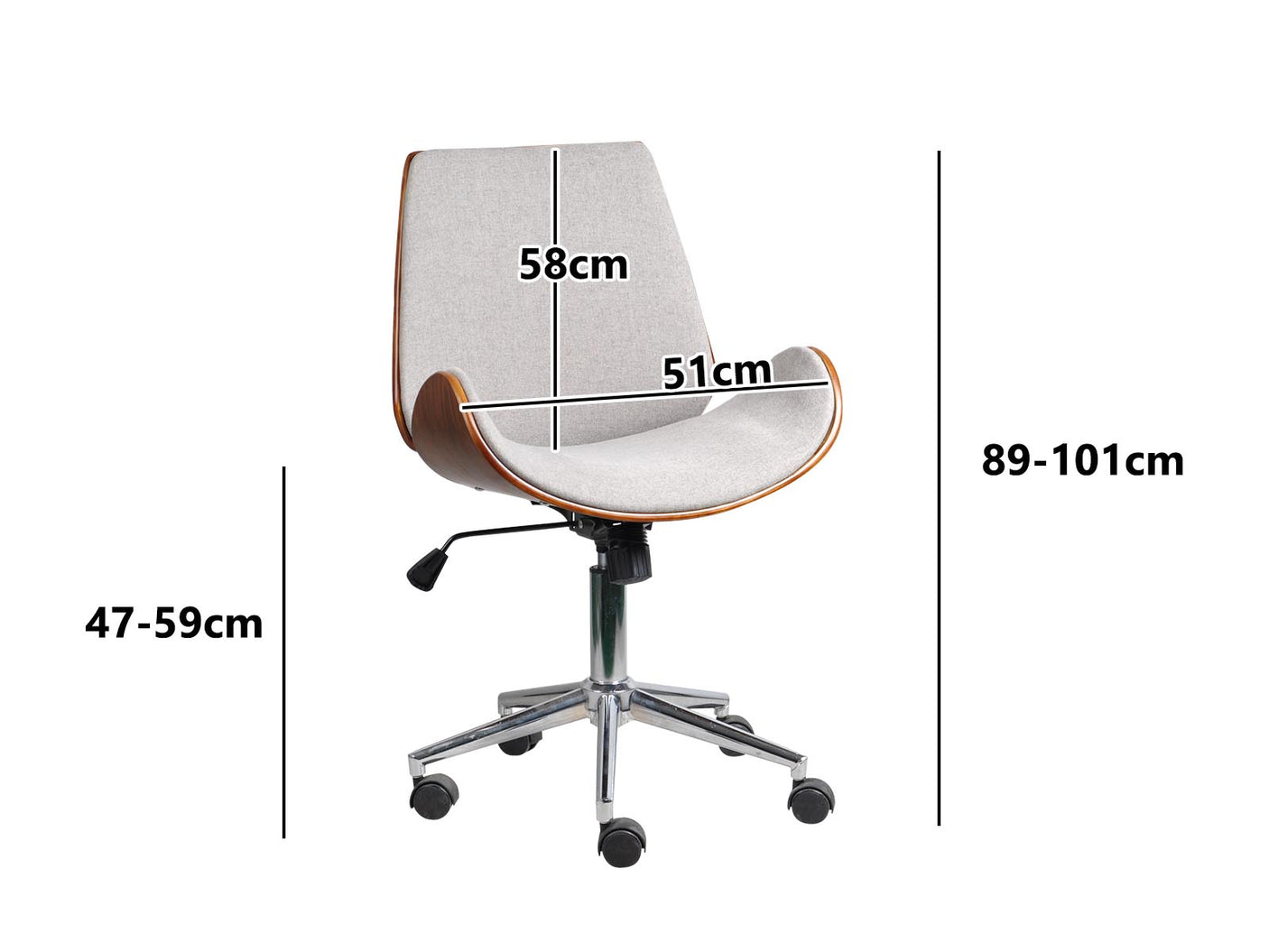 Bentwood Office Chair Fabric Grey