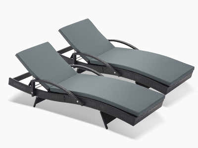 Outdoor Sun Lounger with Armrest - Set of 2