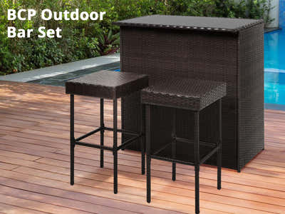 3pc BCP Outdoor Bar Set PE wicker