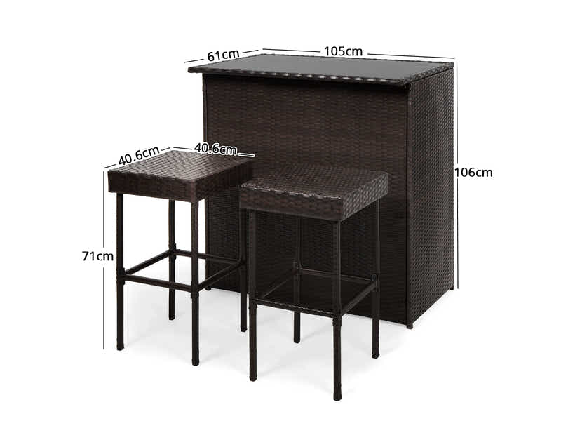 3pc BCP Outdoor Bar Set PE wicker