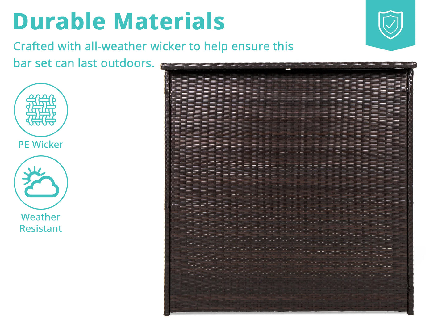 3pc BCP Outdoor Bar Set PE wicker