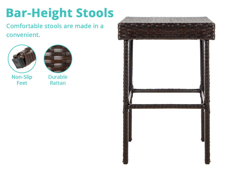 3pc BCP Outdoor Bar Set PE wicker