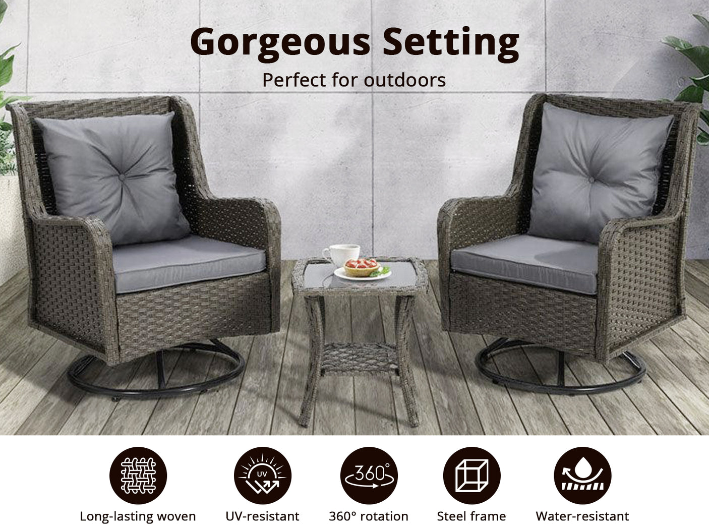 3pc New Relaxo Outdoor Swivel Set