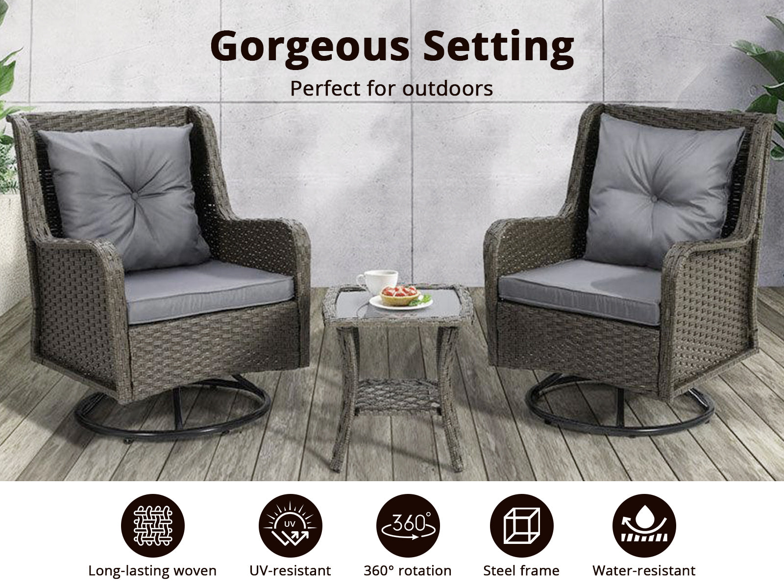3pc New Relaxo Outdoor Swivel Set
