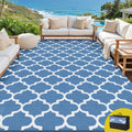 Gardeon Outdoor Rugs 274x366cm Large Carpet Reversible Area Mat Rug Blue