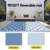 Gardeon Outdoor Rugs 274x366cm Large Carpet Reversible Area Mat Rug Blue