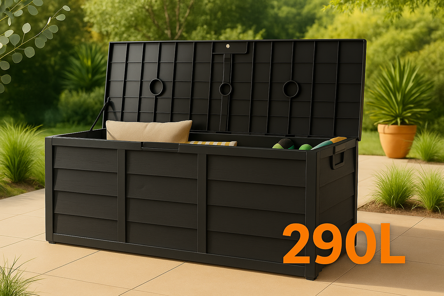 Outdoor Storage Box All Black 290L