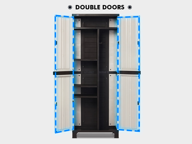 Full-Size Outdoor Storage Cabinet with Multi-Shelf - Cream