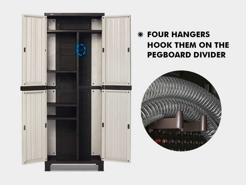 Full-Size Outdoor Storage Cabinet with Multi-Shelf - Cream