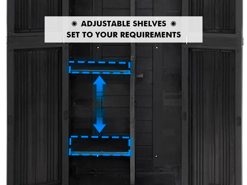 Full-Size Outdoor Storage Cabinet with Multi-Shelf - Black