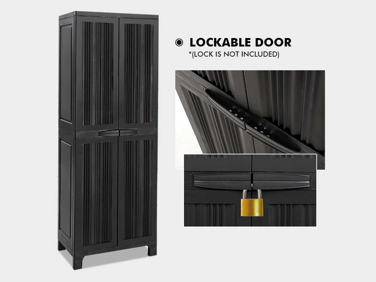 Full-Size Outdoor Storage Cabinet with Multi-Shelf - Black
