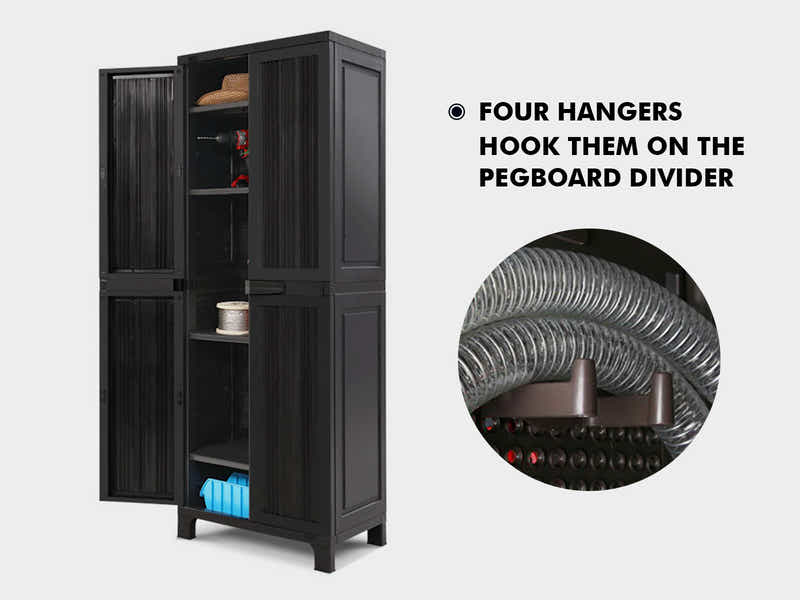Full-Size Outdoor Storage Cabinet with Multi-Shelf - Black