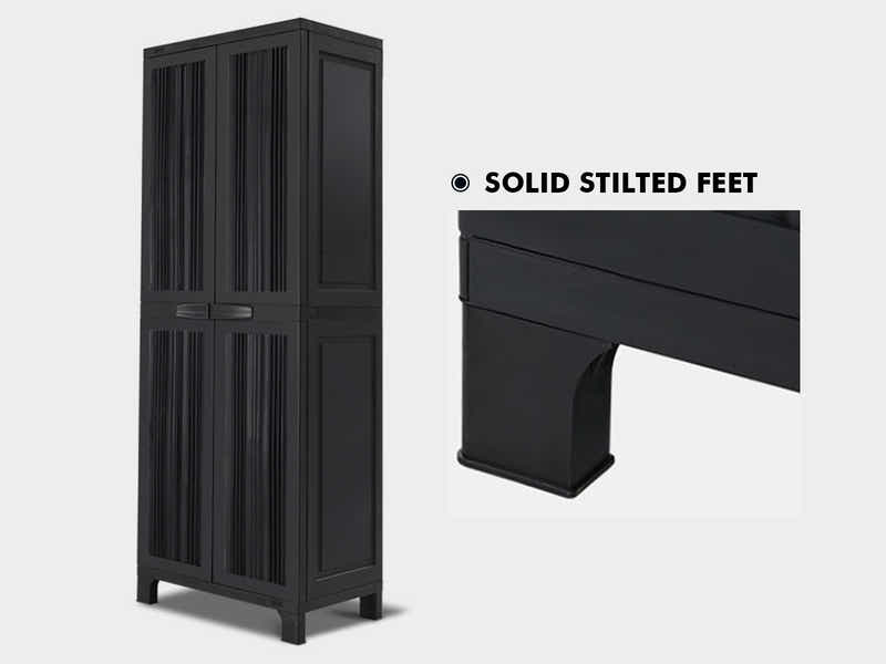 Full-Size Outdoor Storage Cabinet with Multi-Shelf - Black