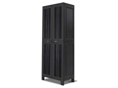 Full-Size Outdoor Storage Cabinet with Multi-Shelf - Black