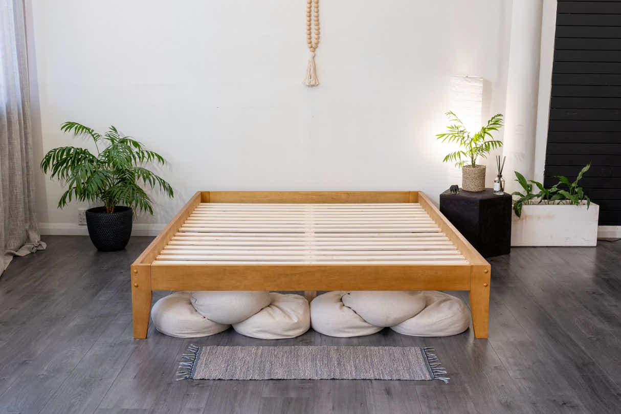 Sovo Bed Frame Oak & Xclusive Pocket Spring Mattress X20 - King Single