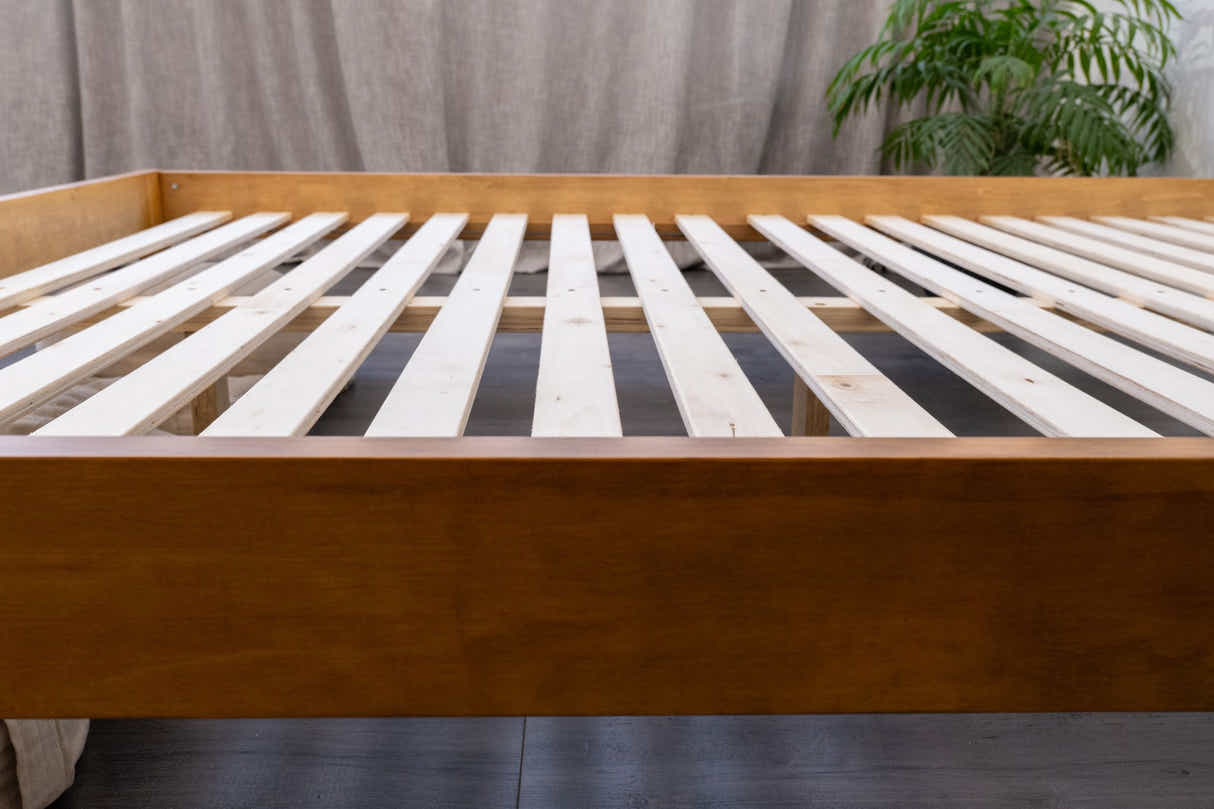 Sovo Bed Frame Oak & Euro Top Mattress B34 - Queen