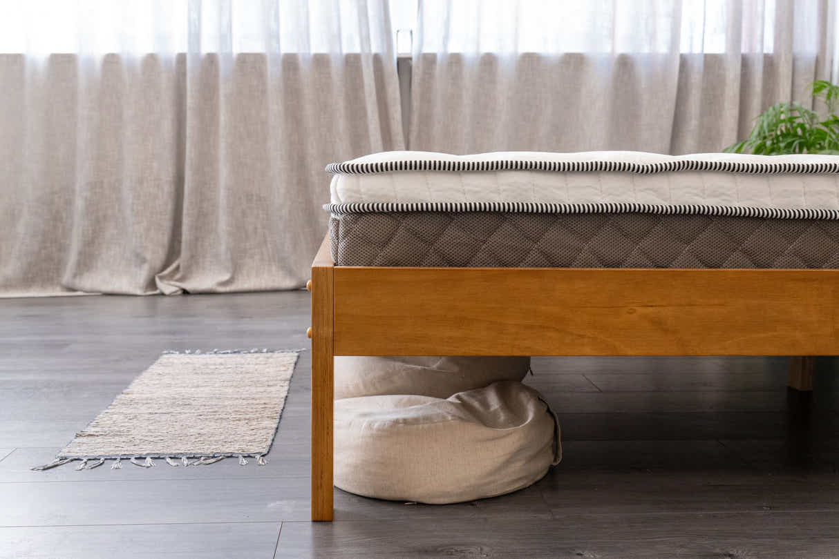 Sovo Bed Frame Oak & MEM23 Mattress - Double