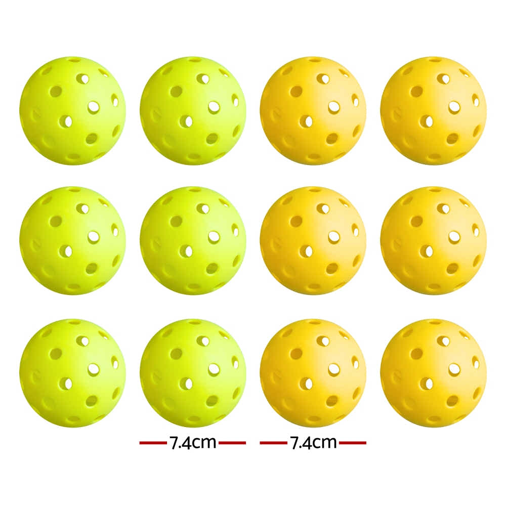 DS NA Everfit 12PC Pickleballs Set 40-Hole Design Indoor Outdoor Durable