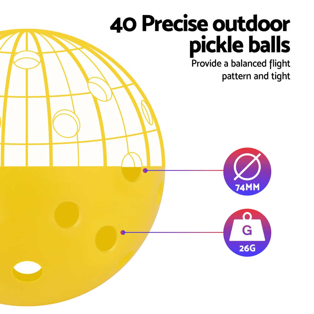 DS NA Everfit 12PC Pickleballs Set 40-Hole Design Indoor Outdoor Durable