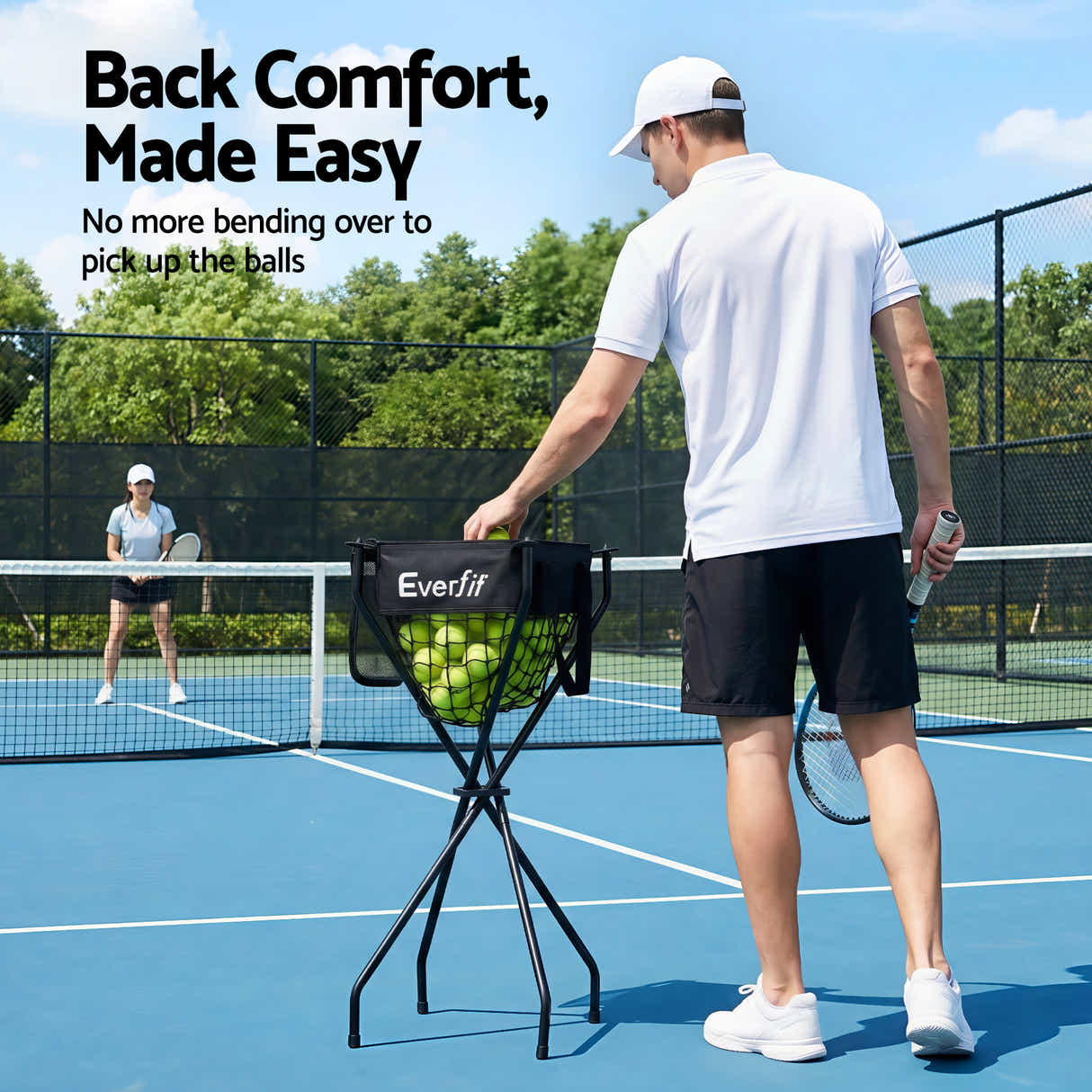 DS NA Everfit Portable Ball Cart Foldable Pickleball Tennis Baseball Softball