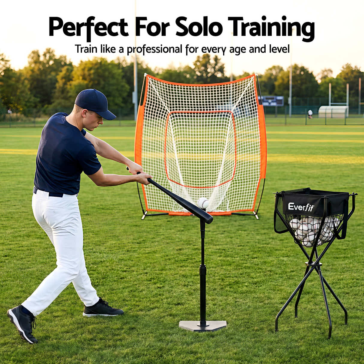 DS NA Everfit Portable Ball Cart Foldable Pickleball Tennis Baseball Softball