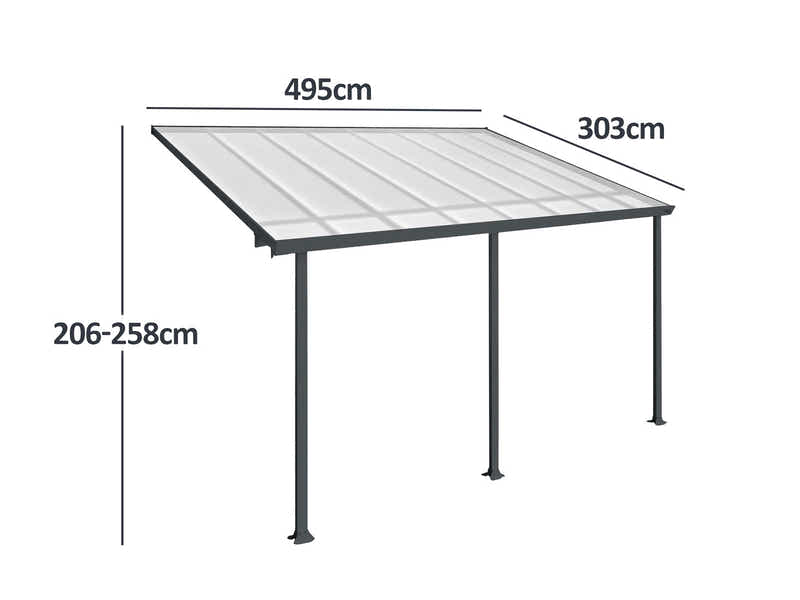 Aluminium Patio Canopy Grey - 10ft x 16ft