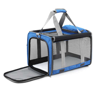 DS NA i.Pet Carrier Bag Foldable Dog Cat Durable Crate  Portable Car Kennel Blue