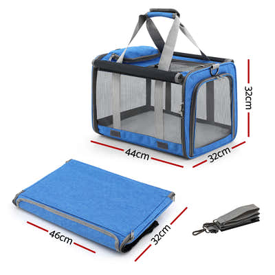 DS NA i.Pet Carrier Bag Foldable Dog Cat Durable Crate  Portable Car Kennel Blue