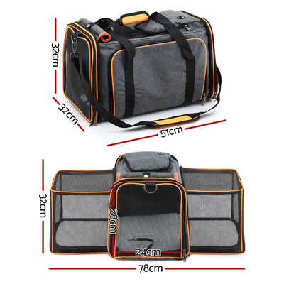 DS NA i.Pet Pet Carrier Bag Foldable Expandable Dog Cat Portable Car Kennel